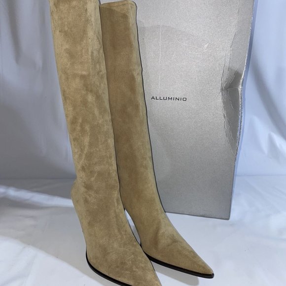 Alluminio Women's Stretch Velour Suede Boots Size 6 Retail $495 - Picture 1 of 8